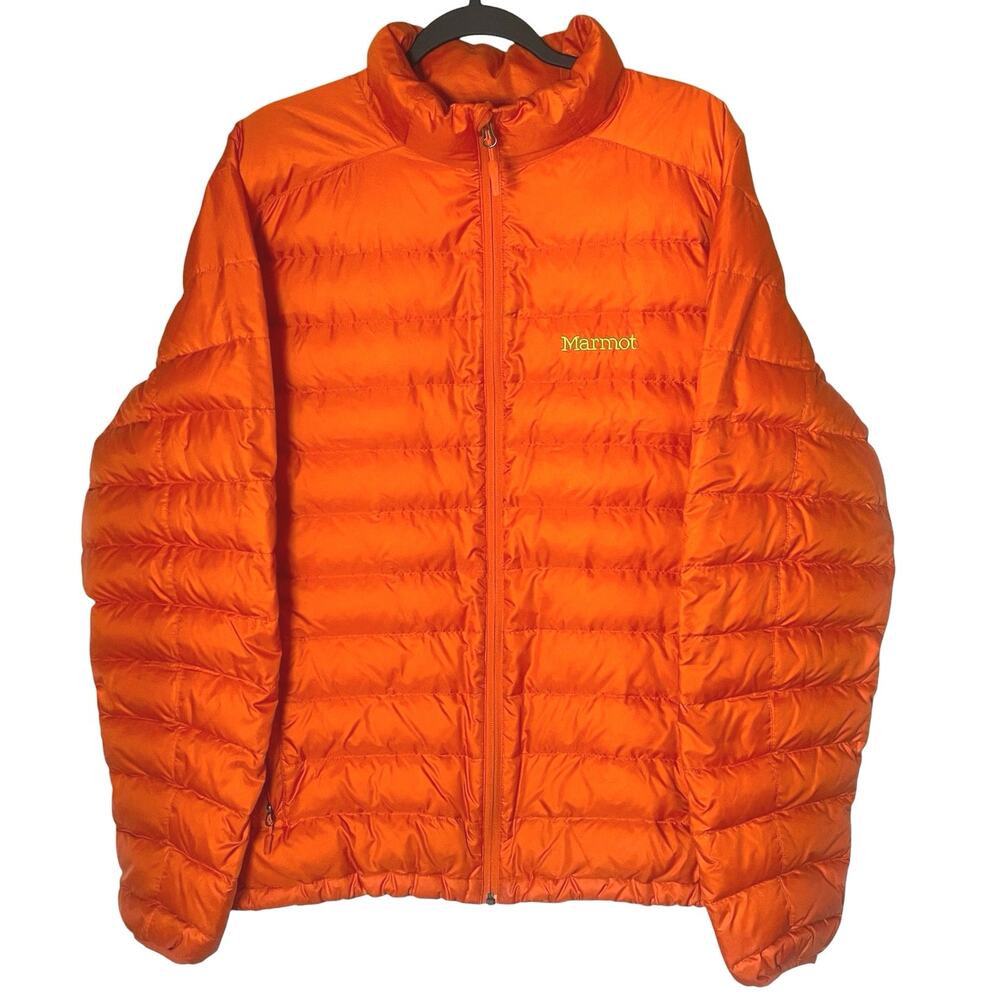 Marmot Zeus 700 Fill Down Puffer Jacket Lightweight Water Resistent Orange XL